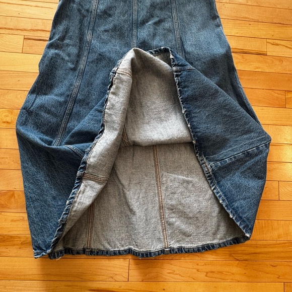 Zara Denim A-Line Maxi Skirt | High Waist Panelled Jean Skirt US M - Picture 3 of 6